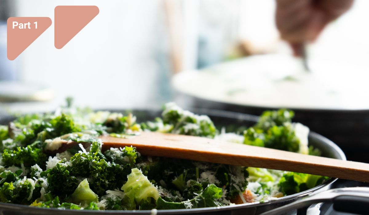 pan with green vegetables