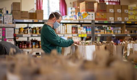 Man working in a food bank
